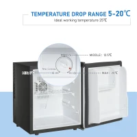 HOMCOM Freestanding Beverage Fridge and Cooler with Movable Chrome Rack Extra Storage Shelf, Hold up to 40 Cans, for Beer Soda Water Cola, Home Office, Black and Silver(m-6)