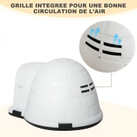PawHut Niche chien niche igloo maison pour chat dim. 80L x 68l x 53H cm polypropylène blanc noir(m-6)