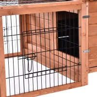 PawHut Klatka dla królika z asfaltowym dachem, klatka dla królików z wybiegiem, lite drewno, naturalny, 146,7 x 95,5 x 69 cm(m-8)