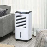 HOMCOM Portable Air Cooler, Evaporative Anion Ice Cooling Fan Water Conditioner Humidifier Unit with 10L Water Tank, 3 Modes, 3 Speed, Remote, Timer, Oscillating for Home Quiet Bedroom, White(m-13)