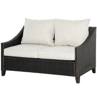 Outsunny Canapea de Gradina 2 Locuri din Ratan PE, Canapea de Exterior cu Perne Captusite si Picioare Reglabile(m-10)