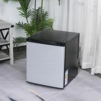 HOMCOM Freestanding Beverage Fridge and Cooler with Movable Chrome Rack Extra Storage Shelf, Hold up to 40 Cans, for Beer Soda Water Cola, Home Office, Black and Silver(m-13)