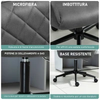 Vinsetto Sedia da Ufficio Ergonomica Poltroncia Girevole in Similpelle con Braccioli e Ruote, Altezza Regolabile, Grigio(m-6)