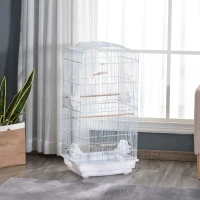 PawHut klatka dla ptaków domek dla ptaków woliera dla ptaków dla papugi klatka dla papużek falistych wyjmowana dolna taca kolor biały 47,5 x 36 x 91 cm(m-6)