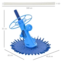 Outsunny Nettoyeur aspirateur Piscine - Robot de Piscine hydraulique Automatique - branchement Pompe 370-1100 W Max. - ABS TPU Bleu(m-3)