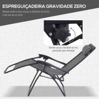 Outsunny Conjunto de 1 Mesa e 2 Espreguiçadeiras Conjunto de Exterior Dobrável e Portátil para Jardim Praia Relaxante com Encosto Reclinável Textilene Aço Cinza(m-4)