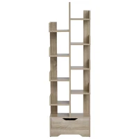 HOMCOM Hoekboekenkast met 10 vakken en schuiflade vrijstaande stelling E1-spaanplaat(m-4)