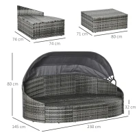 Outsunny rotan zonne-eiland 4-delig 230 cm x 145 cm x 80 cm(m-3)