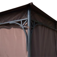 Outsunny® luxe paviljoen partytent tuinpaviljoen feesttent tuintent bruin 3 x 3 m(m-4)