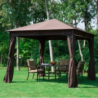 Outsunny® luxe paviljoen partytent tuinpaviljoen feesttent tuintent bruin 3 x 3 m(m-7)