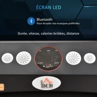 HOMCOM Tapis de marche électrique pliable vitesse jusqu'à 8 km/h puissance 500 W écran LED silencieux télécommande bluetooth intégré pour maison bureau acier noir(m-5)