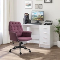 Vinsetto Office Desk Chair, Spandex Fabric Vanity Chair with Adjustable Height, Armrest, Swivel Chair for Home, Purple(m-12)