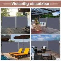 Outsunny dubbelzijdige luifel, privacyscherm, zonwering, zijrolgordijn, polyester, grijs, 6 l x 1,8 h m dubbelzijdig zonneschermscherm zijrolgordijn windscherm polyester grijs 6 l x 1,8 h m | Aosom.nl(m-8)