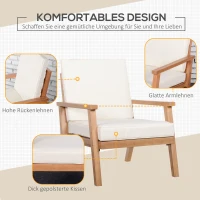 2 fotele ogrodowe Outsunny z naturalnego drewna, z poduszkami na siedzisko, kolor brązowy+beżowy, 66 x 77,5 x 74,5 cm (każde krzesło)(m-5)