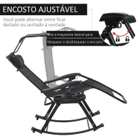 Outsunny Espreguiçadeira de balanço de jardim dobrável reclinável com toldo de proteção solar Estrutura de aço 120x67x102 cm Preto(m-8)