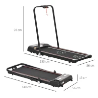 HOMCOM Tapis de marche électrique pliable vitesse jusqu'à 8 km/h puissance 500 W écran LED silencieux télécommande bluetooth intégré pour maison bureau acier noir(m-3)