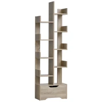 HOMCOM Hoekboekenkast met 10 vakken en schuiflade vrijstaande stelling E1-spaanplaat(m-1)