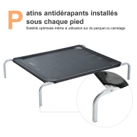 PawHut Lit pour chien chat XL grand confort sur pieds lit de camp 110L x 80l x 20H cm textilène micro-perforé noir(m-5)