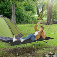 Outsunny opvouwbaar campingbed, in hoogte verstelbaar, metaal + oxford stof, zwart, 190 x 65 x 38 cm(m-4)