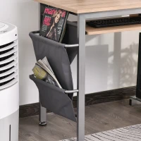 HOMCOM Bureau Informatique multimédia Multi-rangements Design Contemporain Acier MDF chêne Clair(m-5)