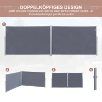 Outsunny dubbelzijdige luifel, privacyscherm, zonwering, zijrolgordijn, polyester, grijs, 6 l x 1,8 h m dubbelzijdig zonneschermscherm zijrolgordijn windscherm polyester grijs 6 l x 1,8 h m | Aosom.nl(m-4)