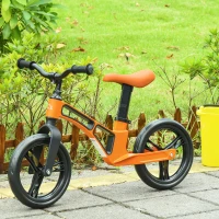 HOMCOM Bicicleta sin Pedales para Niños de 2-5 Años Bicicleta de Equilibrio Infantil con Sillín Ajustable de 39-34 cm y Manillar Regulable Ruedas de Goma Ligero 86x41x49-56 cm Naranja(m-10)