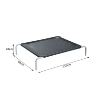 PawHut Lit pour chien chat XL grand confort sur pieds lit de camp 110L x 80l x 20H cm textilène micro-perforé noir(m-3)