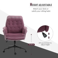Vinsetto Office Desk Chair, Spandex Fabric Vanity Chair with Adjustable Height, Armrest, Swivel Chair for Home, Purple(m-5)