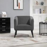 HOMCOM Poltrona nórdica acolchoada estofada em madeira de veludo vintage com pernas e apoios de braços 71x65x76 cm Cinza(m-13)