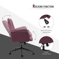 Vinsetto Office Desk Chair, Spandex Fabric Vanity Chair with Adjustable Height, Armrest, Swivel Chair for Home, Purple(m-4)