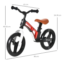 HOMCOM Bicicleta sin Pedales para Niños de 2-5 Años Bicicleta de Equilibrio Infantil con Sillín Ajustable de 39-34 cm y Manillar Regulable Ruedas de Goma Ligero 86x41x49-56 cm Negro(m-3)