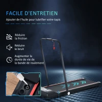 HOMCOM Tapis de marche électrique pliable vitesse jusqu'à 8 km/h puissance 500 W écran LED silencieux télécommande bluetooth intégré pour maison bureau acier noir(m-6)