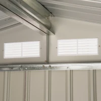 Outsunny Abrigo de Jardim 213x130x185cm Abrigo de Jardim Metálico de Exterior com 2 Portas Deslizantes e 4 Janelas Cinza Claro(m-9)