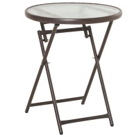 Outsunny Set Tavolo Pieghevole e 2 Sedie da Giardino in Acciaio e Rattan PE, Arredamento da Esterno da 3 Pezzi Marrone(m-11)