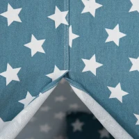HOMCOM Kinder Tipi Tent met Vloermat en Kussen, Blauw+Wit, 120x120x155cm(m-9)