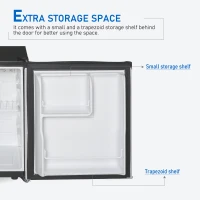 HOMCOM Freestanding Beverage Fridge and Cooler with Movable Chrome Rack Extra Storage Shelf, Hold up to 40 Cans, for Beer Soda Water Cola, Home Office, Black and Silver(m-4)