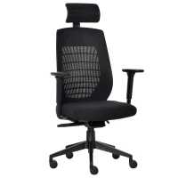 Vinsetto Silla de Oficina Giratoria Silla Escritorio Basculante con Altura Ajustable Reposacabezas Reposabrazos Regulables de 3D y Soporte Lumbar 67x64x118-126 cm Negro(m-1)