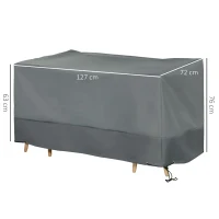 Outsunny Rectangular Patio Garden Furniture Cover Waterproof for 3 Seater Sofa Bistro Set, UV Resistant Protection 600D Oxford Fabric Rattan Lounge Clean Cover, 127 x 72 x 76cm, Grey(m-3)