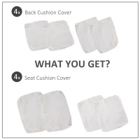 Outsunny  Replacement Cushion Cover Garden Rattan Patio Furniture Seat Cover Polyester Outdoor Cream White- No Cushion Included(m-4)