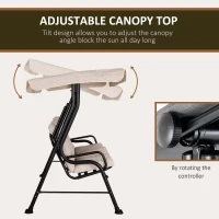 Outsunny Steel Frame 3-Seater Outdoor Garden Swing Chair w/ Canopy Beige(m-4)