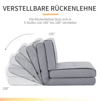 HOMCOM Bodensofa klappbar Schlafsessel Bodenstuhl 5-stuhfig verstellbar Klappsessel Schlafsofa Sofabett Einzelsofa Grau 61 x 73 x 58 cm(m-4)