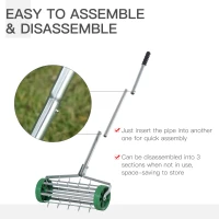 Outsunny Garden Rolling Lawn Aerator Heavy Duty Steel Grass Roller w/ Adjustable Handle(m-4)