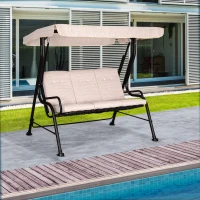 Outsunny Steel Frame 3-Seater Outdoor Garden Swing Chair w/ Canopy Beige(m-12)