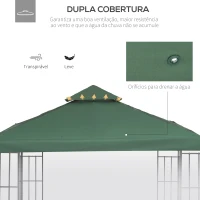 Outsunny Toldo de Substituição 3x3m para Pérgolas Toldo de Substituição de Pérgolas de Jardim Verde(m-5)
