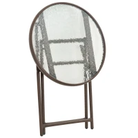 Outsunny Set Tavolo Pieghevole e 2 Sedie da Giardino in Acciaio e Rattan PE, Arredamento da Esterno da 3 Pezzi Marrone(m-12)