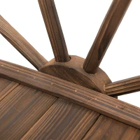 Outsunny Wooden Garden Bridge Lawn Décor Stained Finish Arc Outdoor Pond WalkwayYard Decoration Half Wheeled Railings 100L x 50W x 37Hcm(m-8)