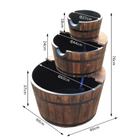Outsunny Wooden Water Pump Fountain Cascading Feature Barrel Garden Deck (3 Tier)(m-3)