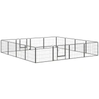 PawHut Tarc pentru Animale Domestice cu 16 Panouri Modulare din Otel, 80x60x1.5cm, Negru(m-1)
