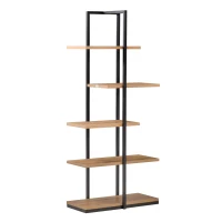 HOMCOM Libreria Moderna 5 Ripiani Asimmetrici in Stile Industriale, Legno Truciolare e Metallo, 80x39x179.5cm, Marrone(m-1)