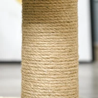 PawHut Árvore Arranhador para Gatos com Túnel Superior Poste Arranhador de Juta Natural Almofada Removível e Brinquedo Suspenso 40x30x56cm Bege(m-8)
